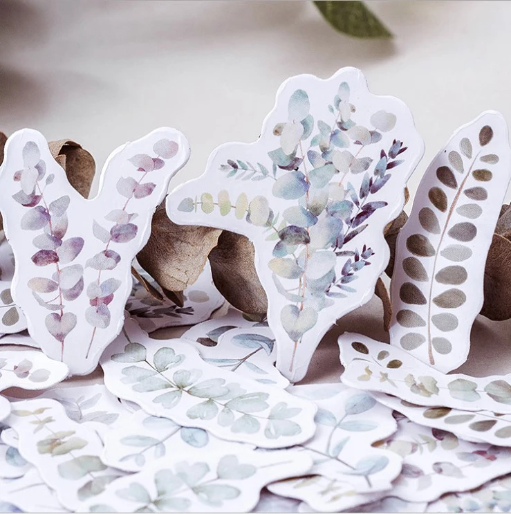 

44pcs eucalyptus leaves design sticker as Gift Tag gift Decoration scrapbooking DIY Sticker Christmas wedding birthday gift seal