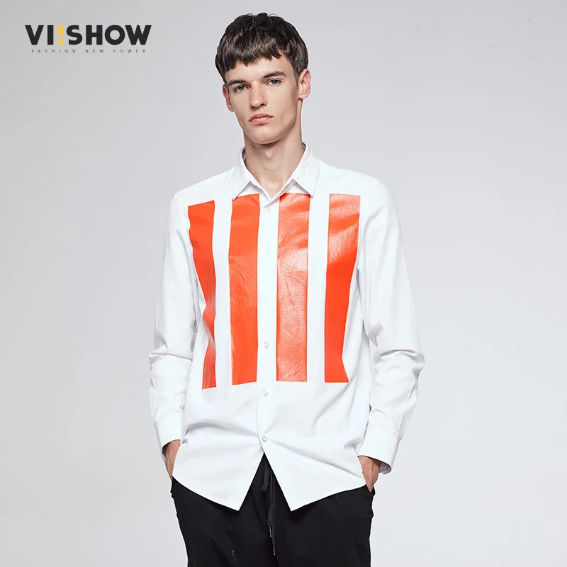 VIISHOW новые модные футболки Для мужчин плюс Размеры Повседневная рубашка с