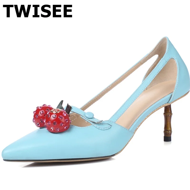 

zapatos mujer sapatos de salto alto new style Pumps sweet point toe thin high heels 5 cm crystal woman casual shoes comfort