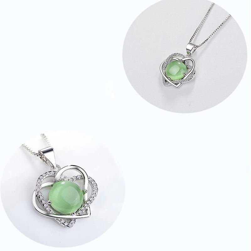 green cat eyes stone necklace jewelry (7)