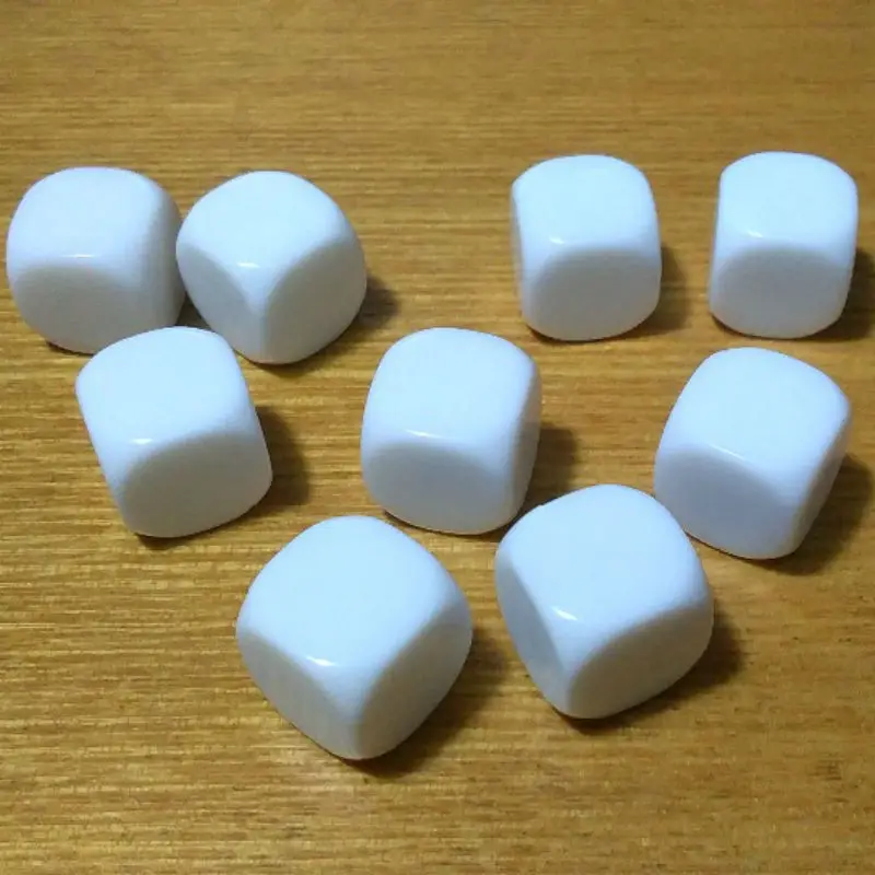 

Free Shipping 10pcs 6-sided 12mm Round Corner Blank White Dice For Boardgame And Other Game Accessories