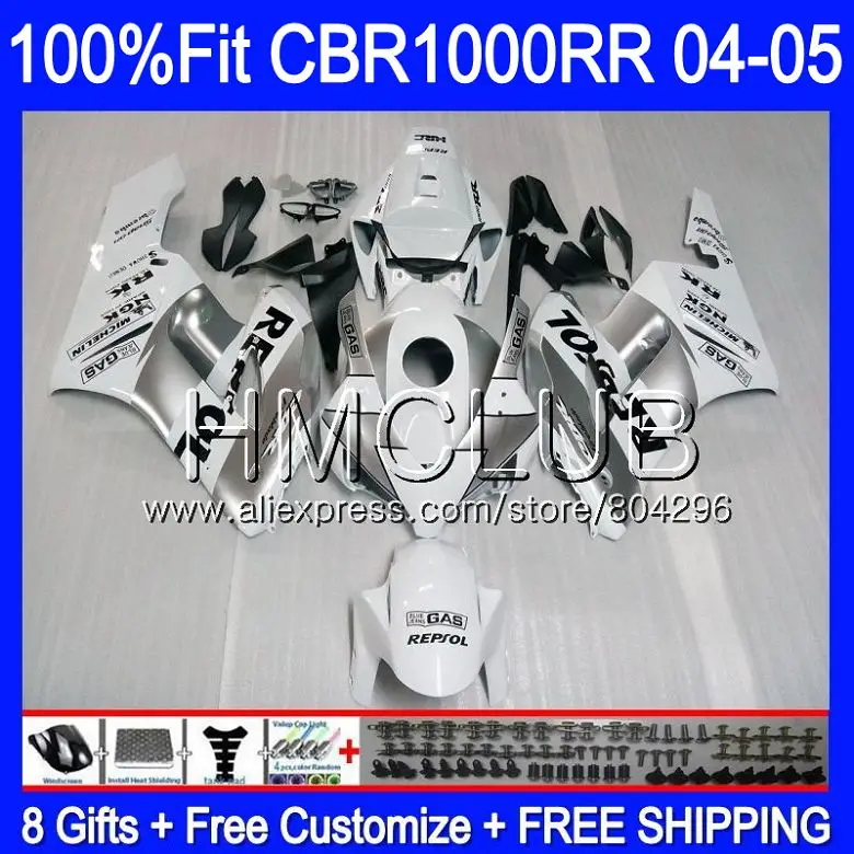 

Injection Body For HONDA CBR 1000RR CBR1000 RR 04 05 72HM.6 CBR1000RR 04 05 CBR 1000 RR 2004 2005 OEM Fairing Repsol White kit