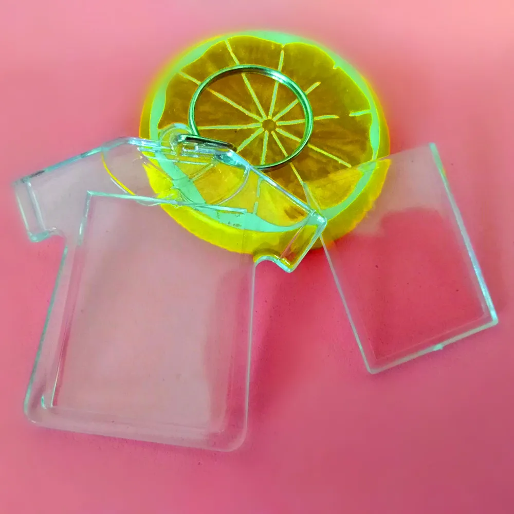

Free shipping 3pcs/lot Clothes Shaped Transparent Blank Insert Photo Picture Frame Key Ring Split keychain