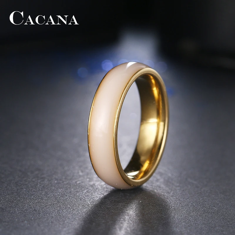 Кольца CACANA из нержавеющей стали для женщин Яркие керамические модные украшения