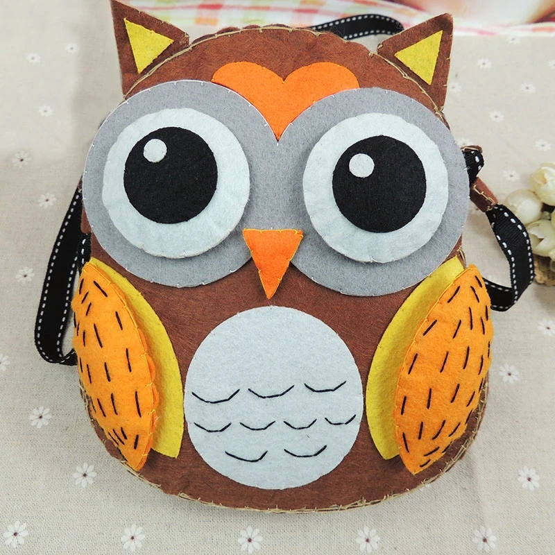 

2018 New Lovely Owl Mobile Phone Bag Felt DIY Package Creative Women's Coin Purse Felt Needle Craft Cards & License Holder