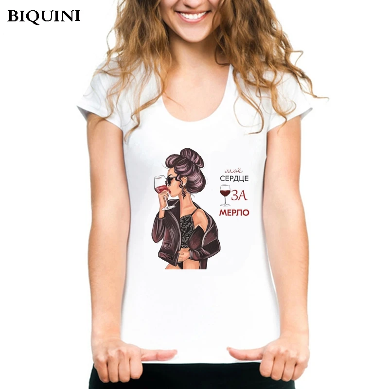 

WINE GIRL Female T-shirt Harajuku Kawaii T Shirt Women Clothes 2019 Streetwear Drink Along Weekend Vogue Aesthetic Tee Shirt
