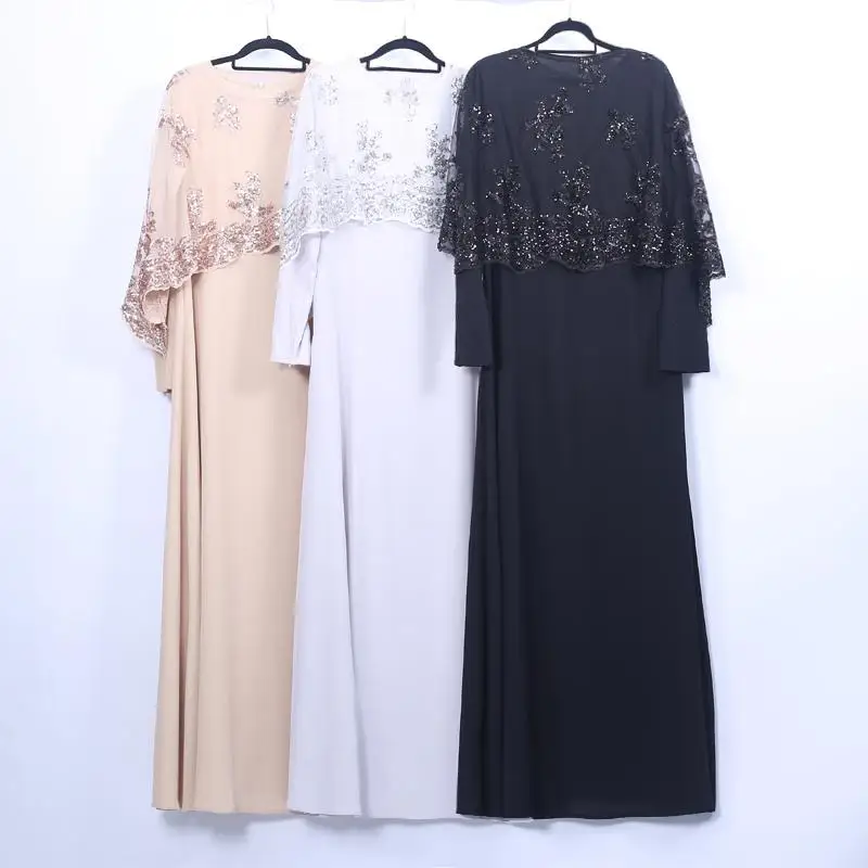 

Muslim Sequin Abaya Islamic Cape Jilbab Dubai Cloak Kaftan Long Dress Robe Gown Middle East Arab Dress Party Loose Elegant Dress
