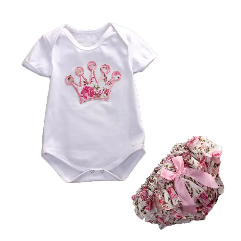 2017 New arrival Baby Girl clothes Cotton baby Bodysuit short sleeve + Floral Pants Outfits Summer baby clothing sets for girls