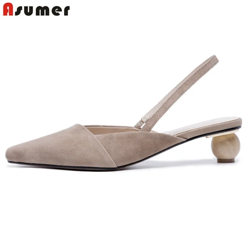 

ASUMER 2018 New quality suede leather women sandals pointed toe slingback summer sandals novelty fashion ladies wedding shoes