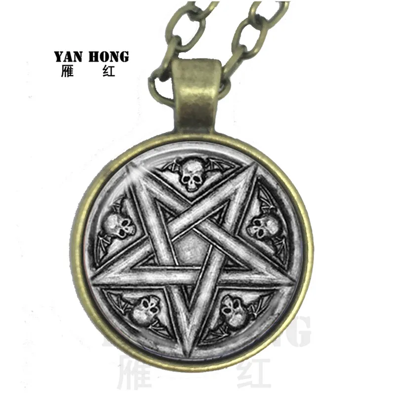 Сатанин Baphomet пентаграмма ожерелье готический кулон Satanism злой оккультный