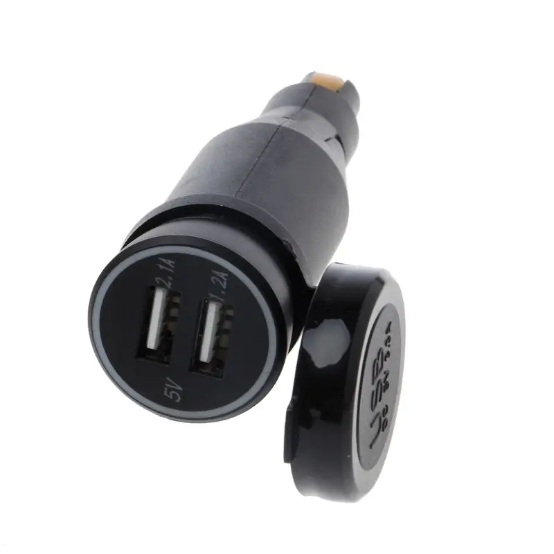 

Hot DIN3.1A Motorcycle Waterproof Power Adapter Dual USB Charger With Cigarette Lighter For BMW Hella DIN Motor qiang