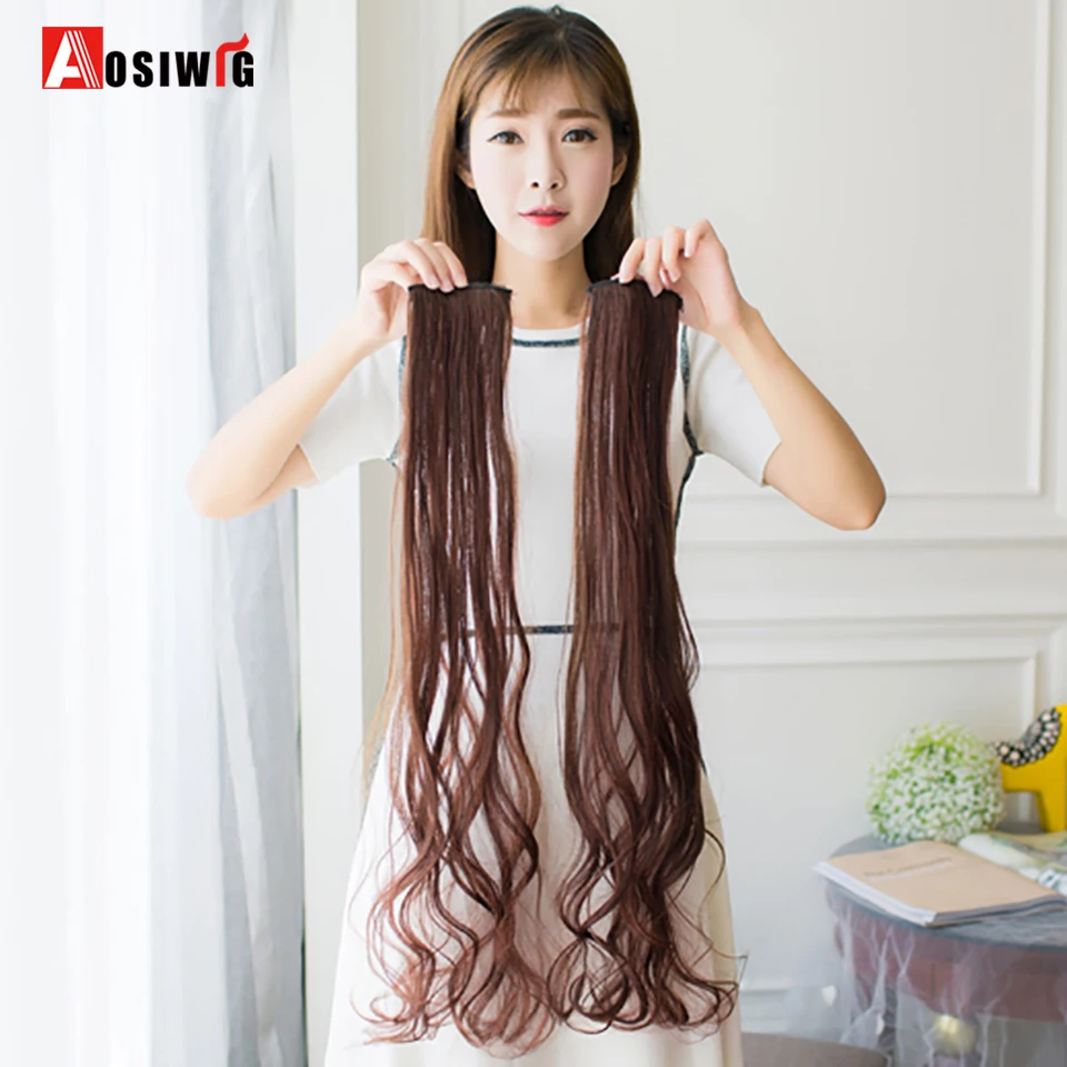 

Synthetic Pure Color Long Wavy Hair Extensions 1 Piece 2 Clip-in High Temperature Fiber Hair Extensions for Women AOSIWIG