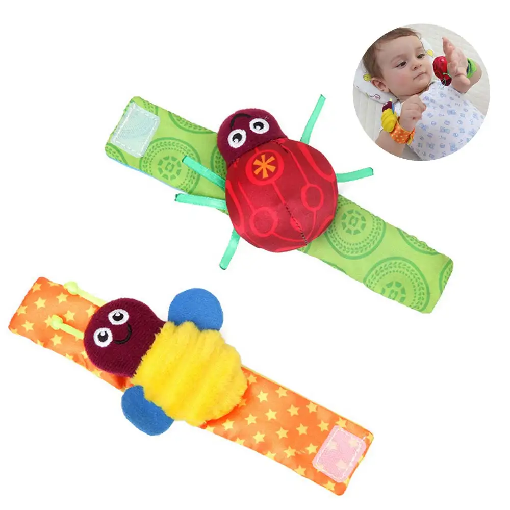 

2pcs/set Baby Wrist Rattles Toys Animal Wrist Strap with Rattle Cartoon Educational Best Toy Gift For Newborn Toddler Baby