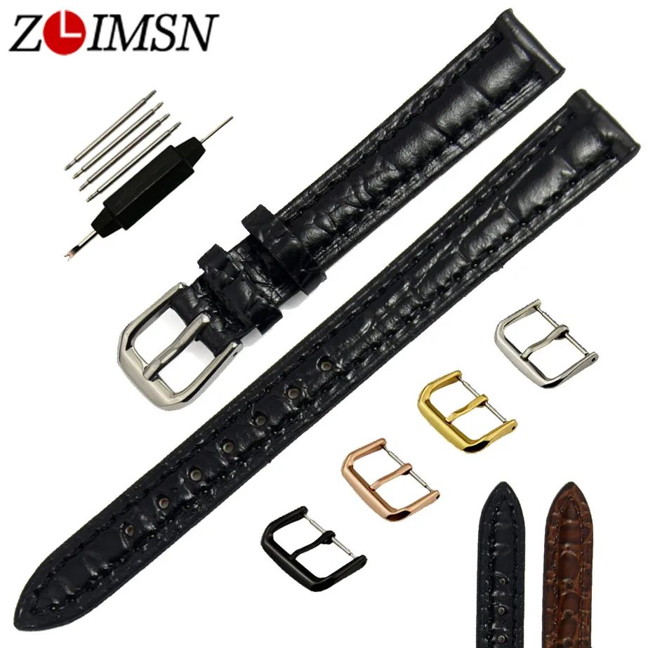 

ZLIMSN Universal Thin Genuine Leather Women Watch Strap 12mm Slender Watchband Small Bracelet Replacement Watch Accessories