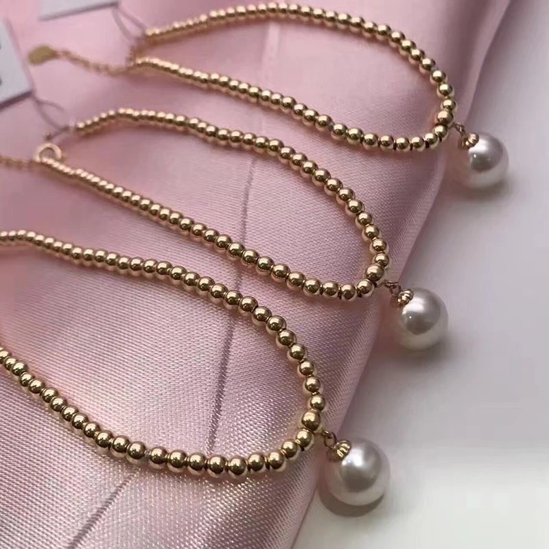 Sinya Natural pearls 18k gold beads strand bracelet for women girls Mom lover length 18cm can adjustable pearl diameter 7-8cm  (1)