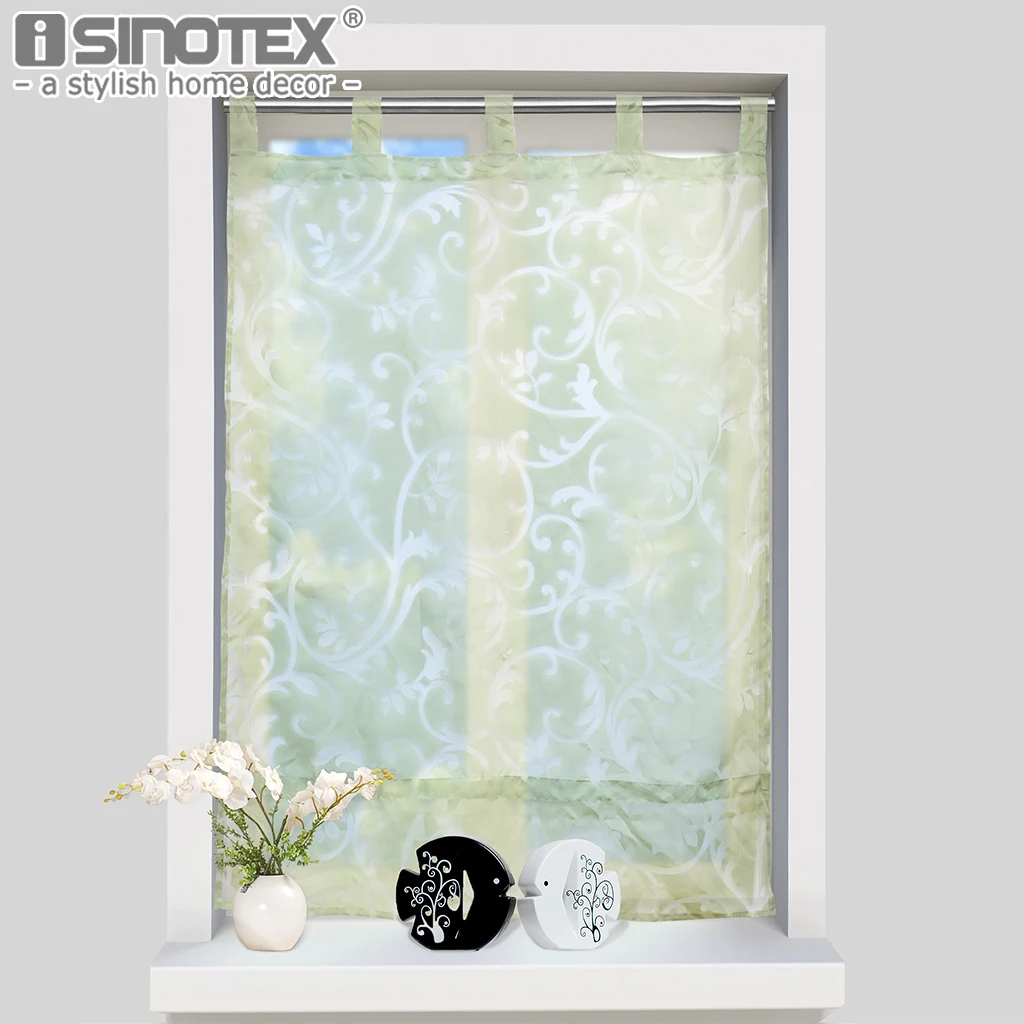 

Roman Tulle Curtains Pastoral Floral Voile For the Kitchen Window Curtains Polyester Living Room Bedroom Tulle with Tubes