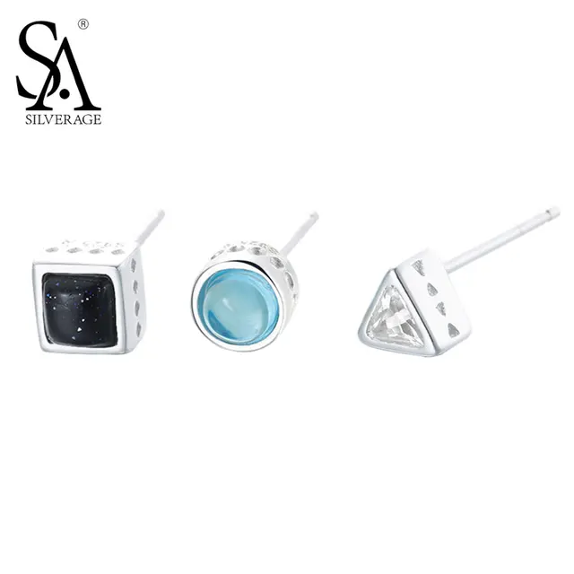 Sa Silverage Real 925 Sterling Silver Stud Earrings Hot Sa Silverage Real 925 Sterling Silver Stud Earrings Hot Erfly Clasp Geometric Type European
