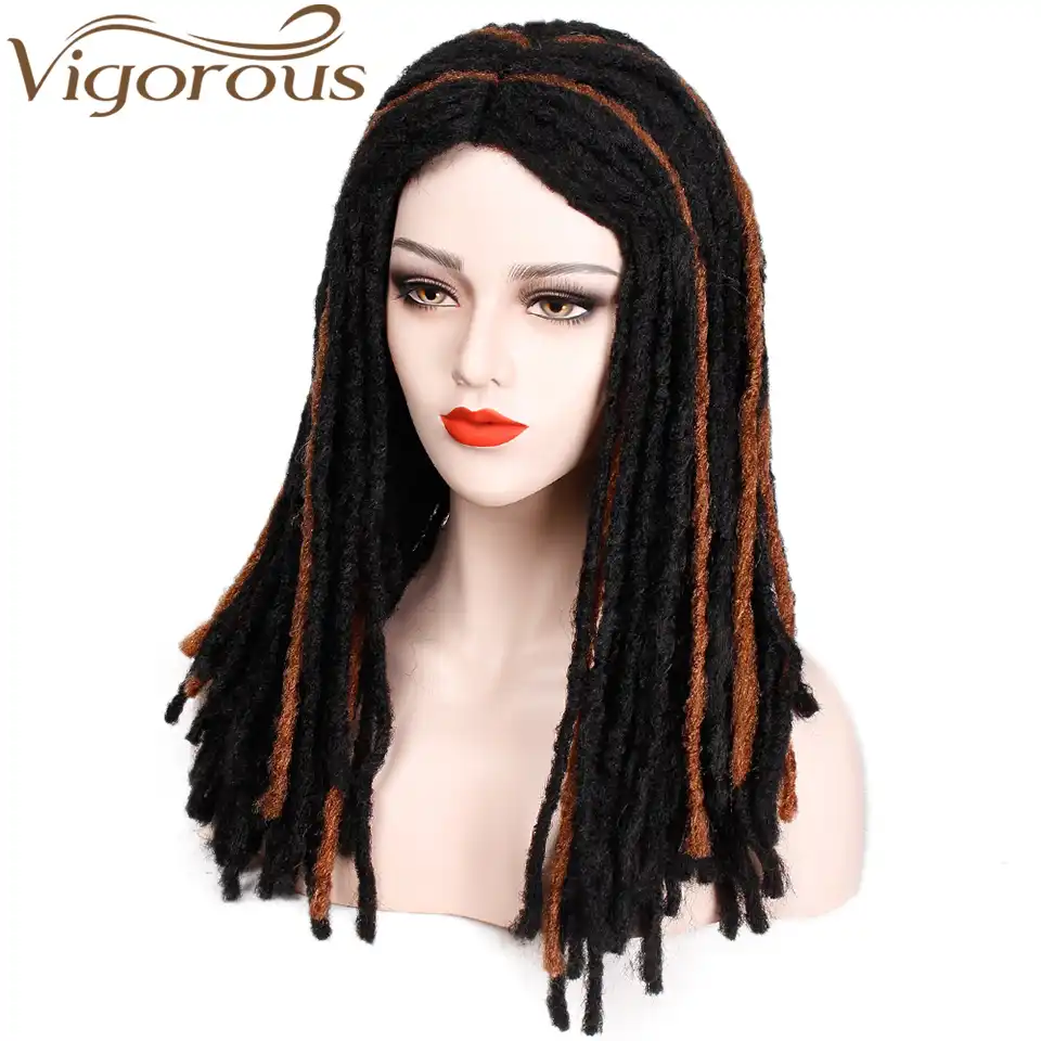 Vigorous Synthetic Long Dreadlock Hair Wig For Women Men Faux Locs