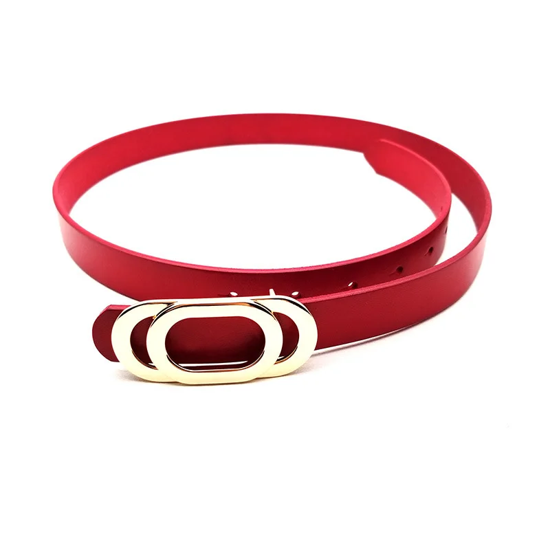 

New best selling first layer cowhide simple fashion trend smooth buckle ladies belt leather vegetable tanned leather buckle belt