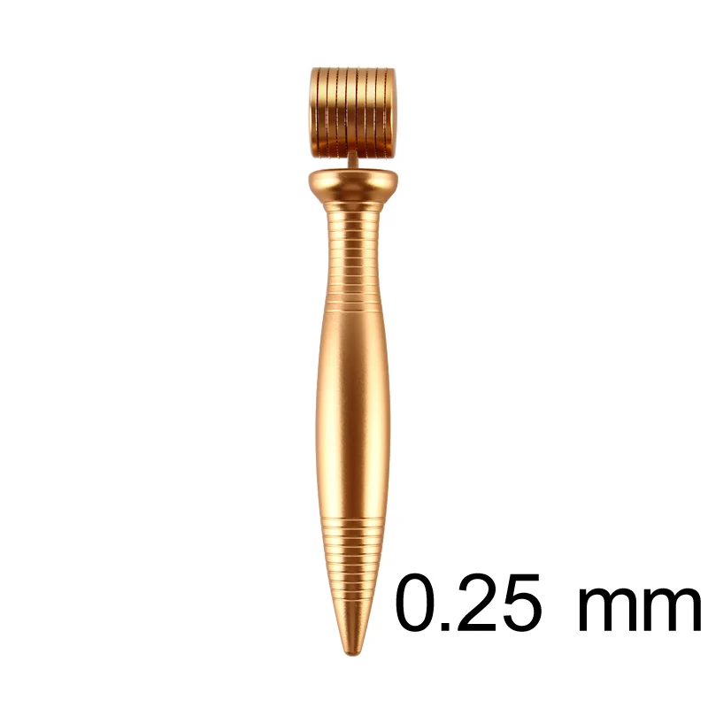 Дарсонваль Металл Качество Дерма ролик микро титановые иглы микроиглы мезороллер машина для ухода за кожей и лечения выпадения волос - Цвет: gold 0.25 mm