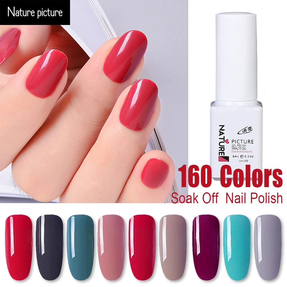 Nature Picture 6ML UV Gel Nail Polish Soak Off Long Lasting Solid Colors LED Semi Permanent Lacquer Lak | Красота и здоровье