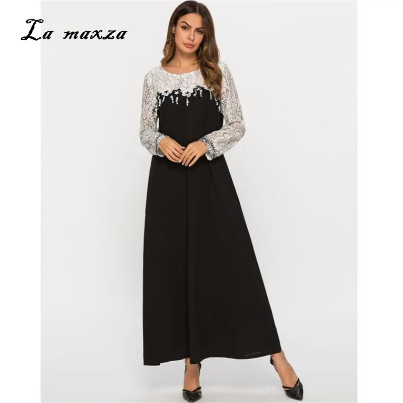 

Abaya Gowns Muslim Lace Modest Dress Turkey Arabic Kaftan Dubai Islamic Evening Muslim Party Dresses