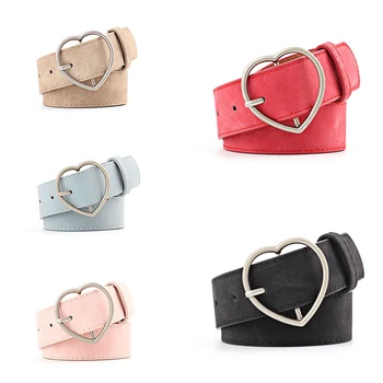 

Frosted leather belt Brand Belts For Women Heart Shape Pin Buckle Designer Belts Women High Quality PU Female Belts