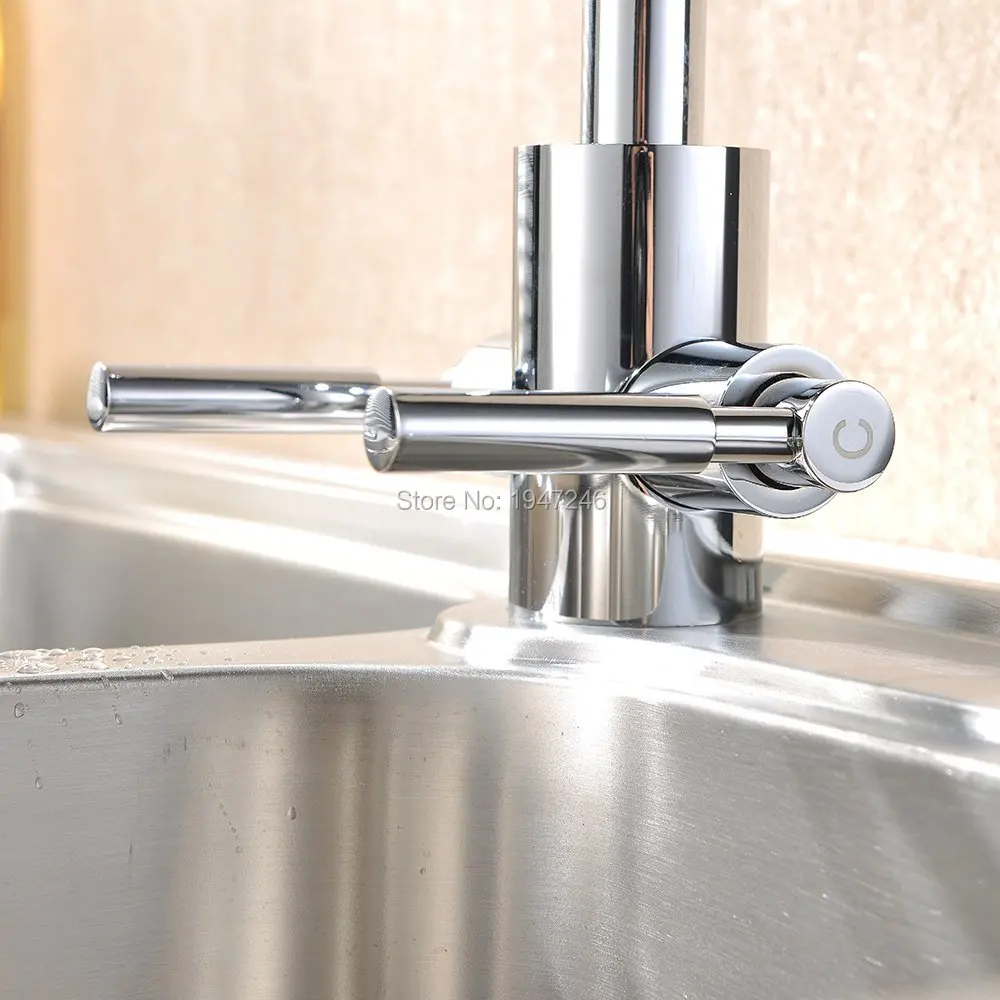  Wholesale High Quality Very Sturdy Paris Designer Double Handles Chrome Kitchen Sink Mixer Valve Ta - 32698445607