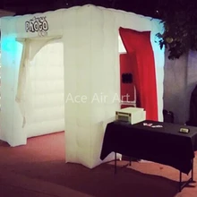 Легко настроить/снять встроенный вентилятор фото надувная палатка, Свадебная вечеринка фото кубический шатер с белой и красной занавеской