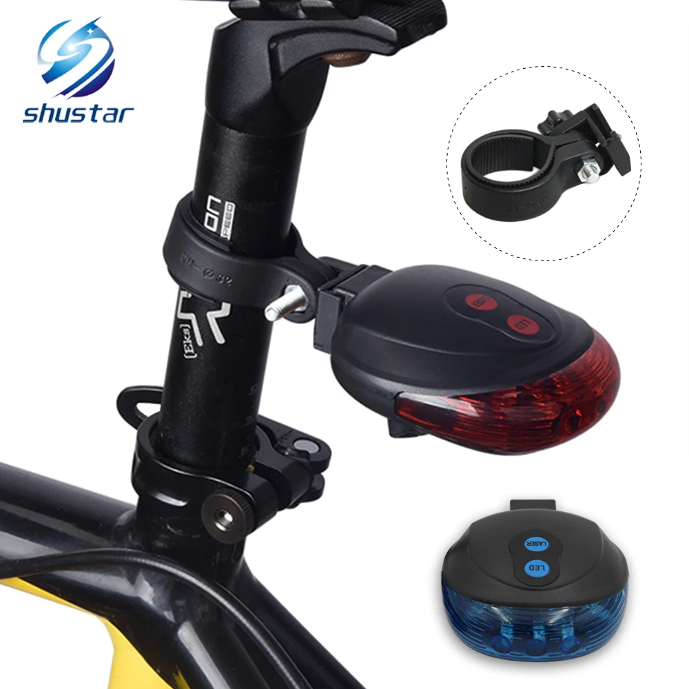 

Bicycle Light (5LED + 2 Laser) 7 Cool Mode Red Blue Safety Warning Light Waterproof Tail Light