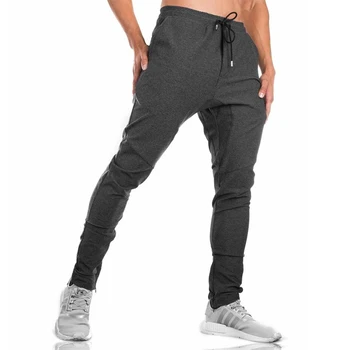 

mens cotton sweatpants solid slim fitness bodybuilding gyms workout trousers male casual elastic men pants joggers sportwear