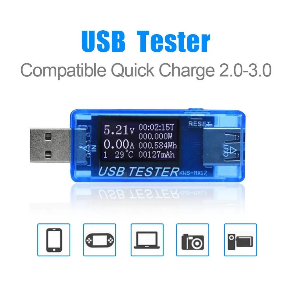 8-in-1 USB Current And Voltage Detector Digital Dispay 4V-30V Tester Current Voltage Charger Capacity Monitor