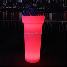 Outdoor waterproof colorful changing illuminated Large round L LED Flower pot remote control plant pot rechargeable garden pot classic plastic pe outdoor waterproof led floor lamp remote control rechargeable led glowing flower pot floor boughpot