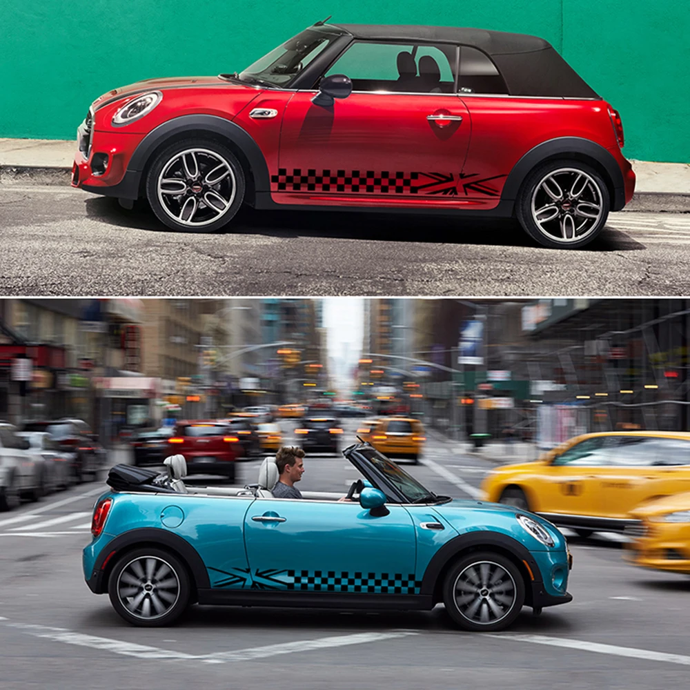Наклейка на боковую талию двери автомобиля Checker наклейка для Mini Cooper S JCW One F54 F55 F56 F60