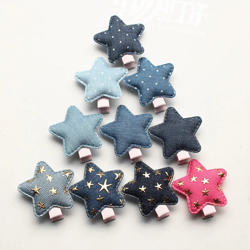 

20pcs Resale Cowboy with Dot Star Shape Kids Hairpin with Gold Mini Star Korean Hair Girl Hair Barrette Naby blue Gold Hair Clip