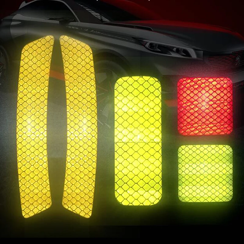 4 шт. флуоресцентные автомобильные светоотражающие полосы Предупреждение ющие наклейки для Ford Focus 2 1 Fiesta Mondeo 4 3 Transit Fusion Kuga Ranger Mustang