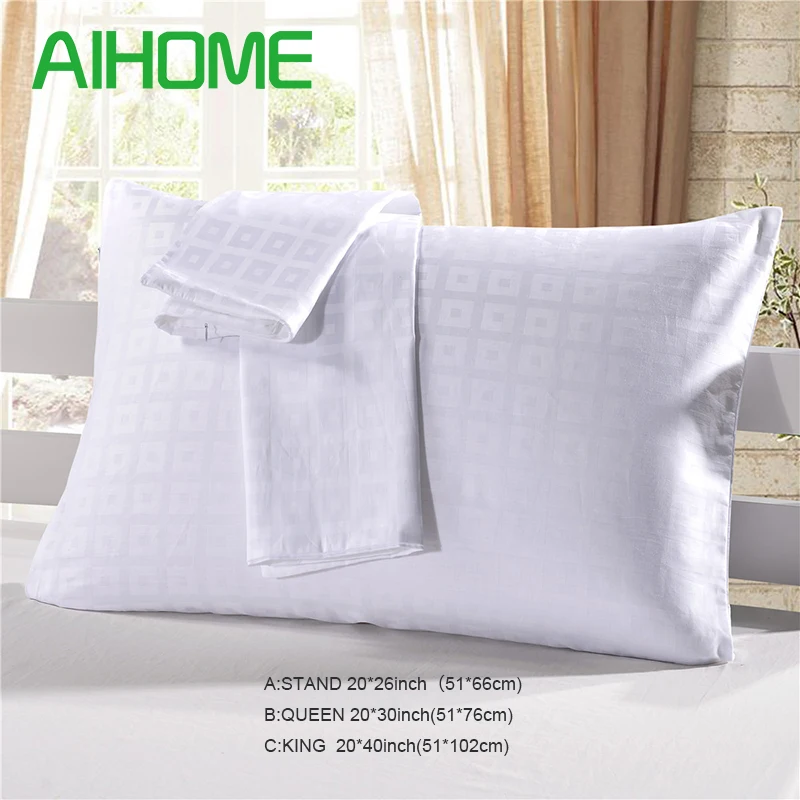 2 Pieces Solid White Color Pillow Cover Rectangle Bed Pillow Case