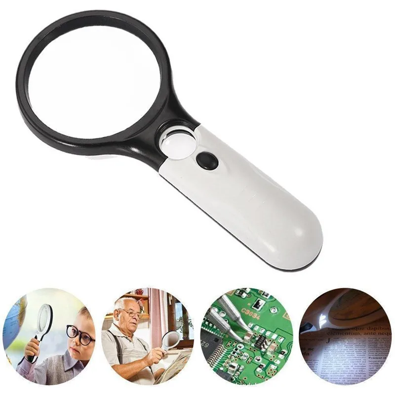 

3 LED Light 45X Magnifying Glass Lens Handheld Mini Pocket Microscope Reading Jewelry Loupe Top Quality Drop Shipping