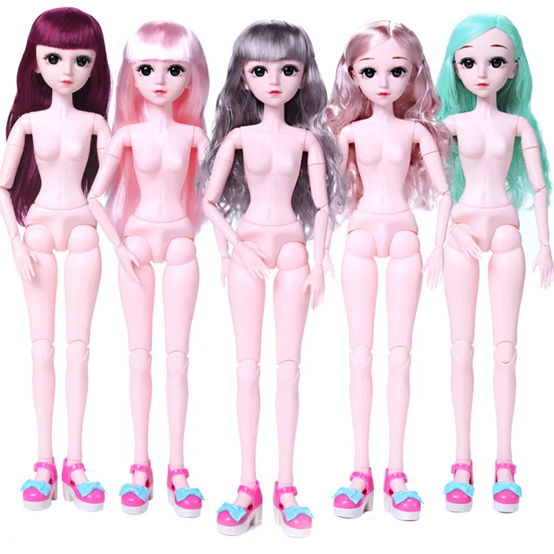 

1/3 BJD Female Doll Flexible Nude Body Model with Beautiful 3D Eyes Make Up Head,18 Moveable Jointed 60cm Naked Girl Doll