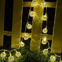 3 м 20 светодиодов марокканский серебряный металлический шар, светодиодные гирлянды, водонепроницаемые, для рождества, свадьбы, вечеринки, декоративные огни