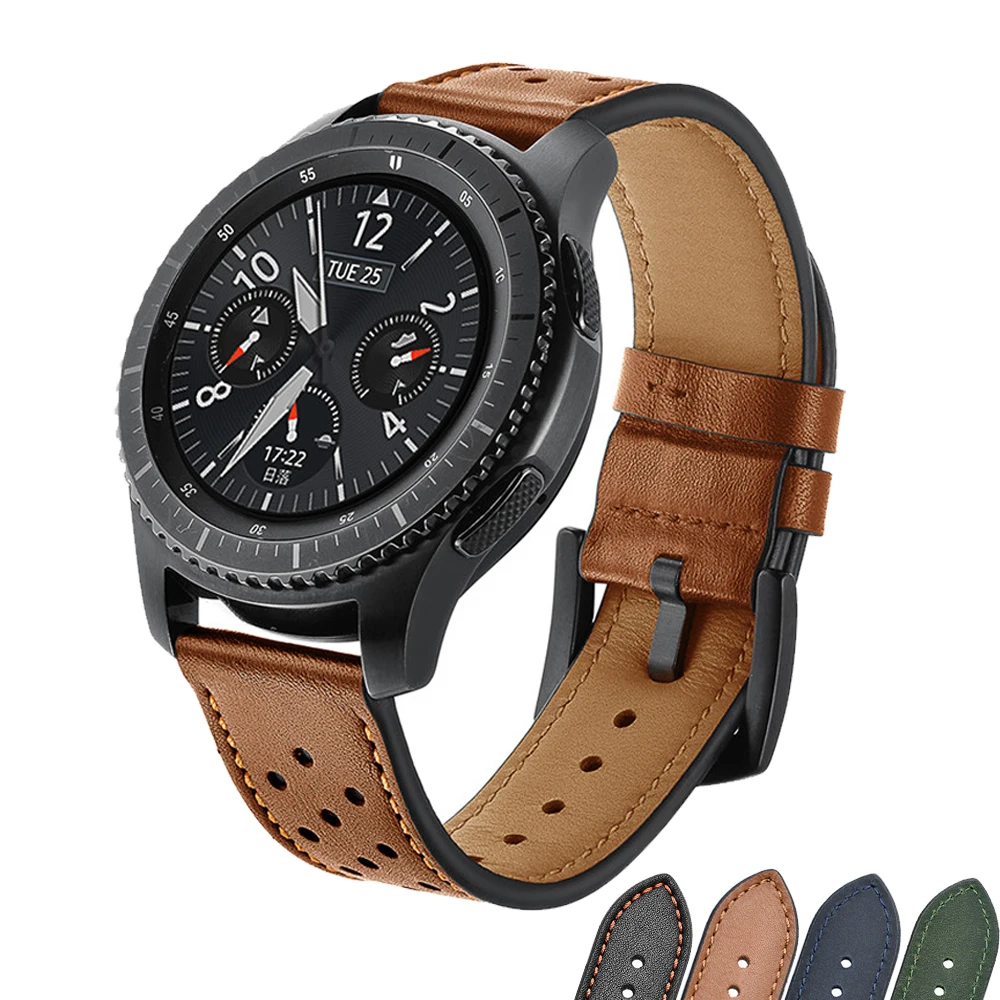 22 мм ремешок для часов ретро из натуральной кожи Samsung galaxy часы 46 Gear S3 Frontier