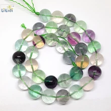 LII Ji натуральный камень флюорит круглая бусина 12 мм для DIY ювелирных изделий браслет или ожерелье около 39 см