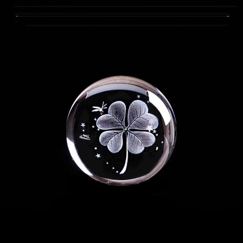 Ball Lucky Four-Leaf Clover статуэтки 3D лазерной гравировкой завод статуя хрустальный стеклянный шар Best подарки для любимого жена мама друг свадьба - Цвет: Ball