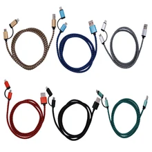 Nylon Braided 2 in 1 Micro Usb Cable For Android Charger Converter USB Phone Cable For iPhone 5 5s iPhone 6s plus i6 ipad air 2