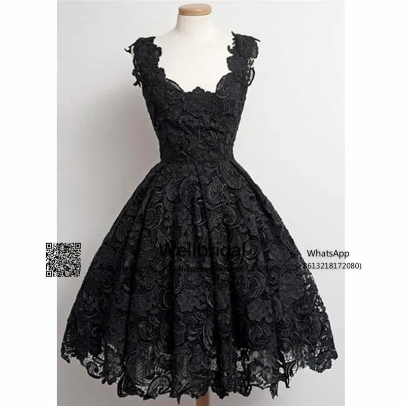Black Lace Strap Prom Dress Homecoming Dress