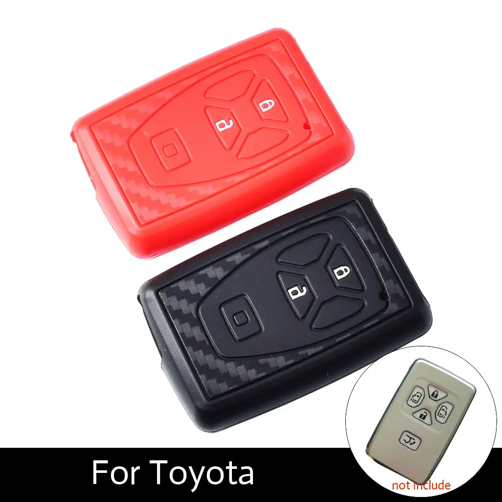 

ATOBABI Carbon Fiber Pattern Silicone Car Key Case Protection Cover For Toyota Previa MPV 2006 2007 2014 Smart Keys Accessories