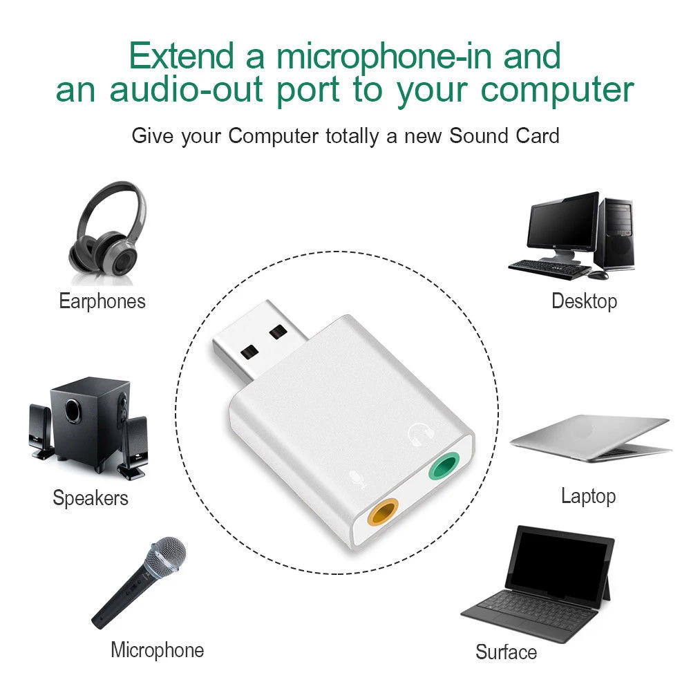 Для Mac Window компьютера Android USB к разъему 3,5 мм 7,1 Внешняя USB звуковая карта наушники микрофонный аудио, адаптер Звуковая карта