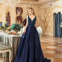 Sexy Elegant Long Women Evening Ceremony Dresses Ever Pretty Satin Floor Length PromGown Court Train Beads Backless CC546