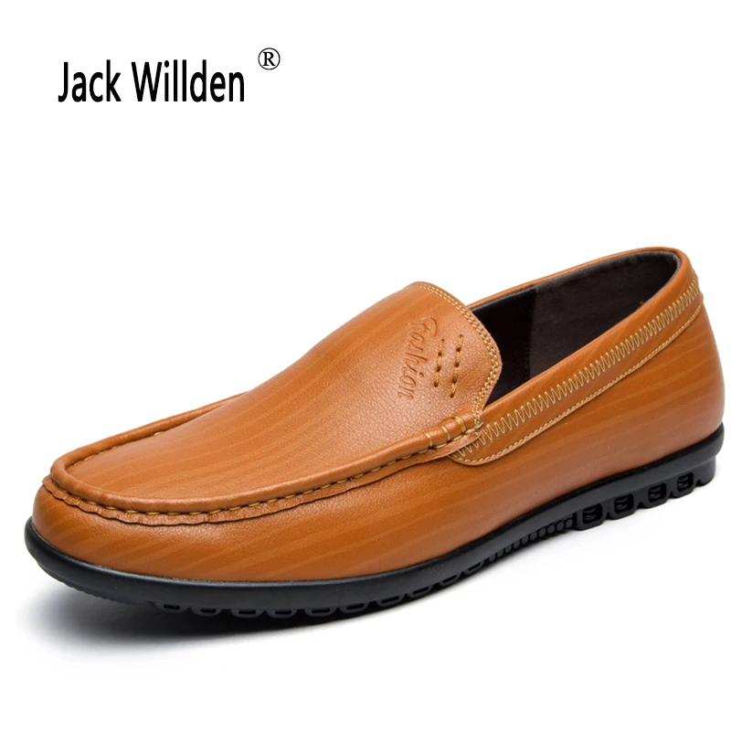 

Jack Willden Genuine Leather Breathable Men's Loafers Slip-on Mocassins Men Anti-skid Casual Driving Boat Shoes Size 38-44