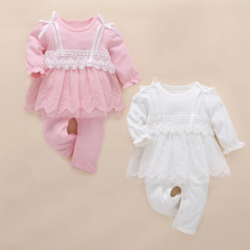pink lace romper baby